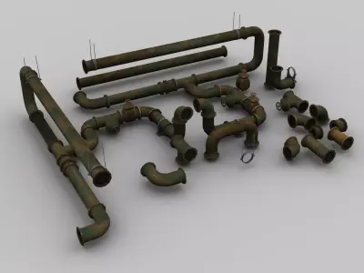 Pipe Set Lowpoly Low-poly 3D model