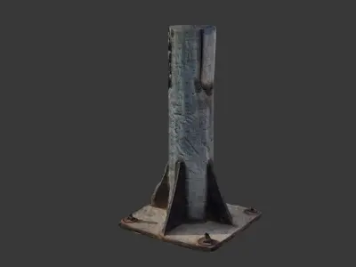 Old Industrial Concrete Support Column Low-poly 3D model