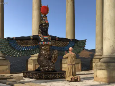 Ancient Priest Worships the Egyptian Goddess Isis 3D model