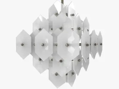 Cash Stacked Pendant  Antique Silver  White Matte 3D model