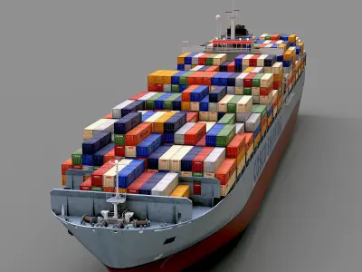 Cargo container ship 300m Low-poly 3D model