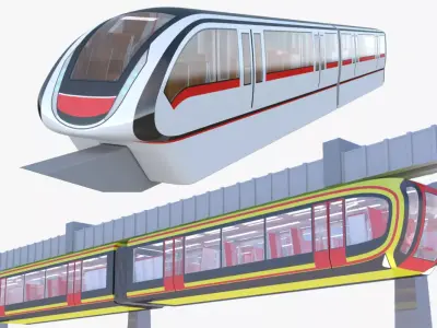 Elevated trains bundle II 3D Model Pack