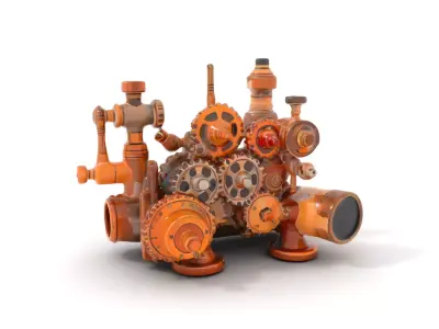 Industrial Brass Gear Assembly model pack Low-poly 3D model