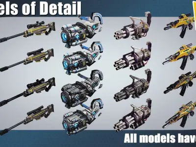 weapon pack vol01 Scifi cartoon weapon  Low-poly 3D model