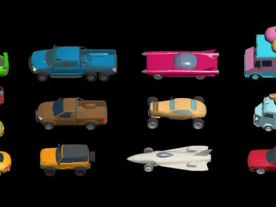 Pack cars Hypercasual Low-poly 3D model