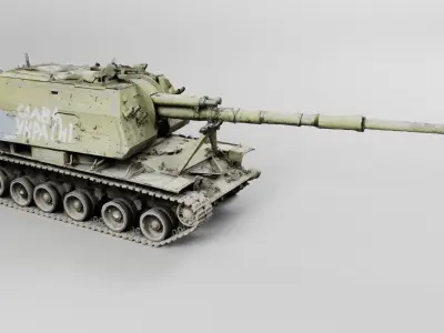 Destroyed 2S19 Msta 152 mm self-propelled howitzer M1990 Farm 3D model