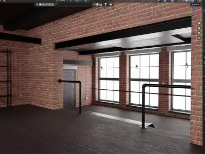 Industrial Building Interior Scene Low-poly 3D model