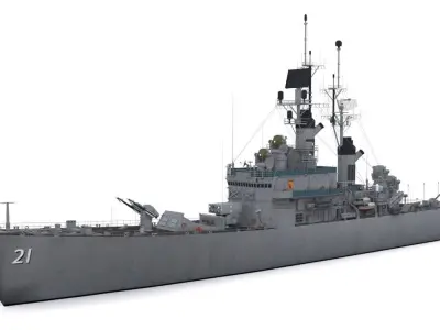 CG 21 - USS Gridley Low-poly 3D model