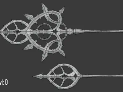 Succubus Scepter or Magic Staff Low-poly 3D model