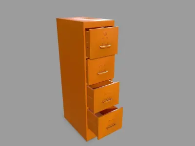 Cabinet tall orange shelf Low-poly 3D model