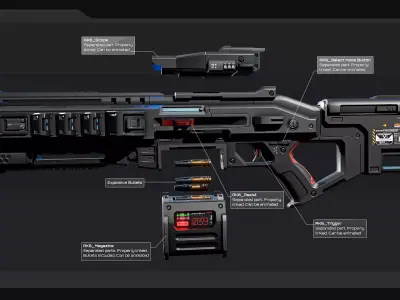 AK6 - Heavy MachineGun Low-poly 3D model