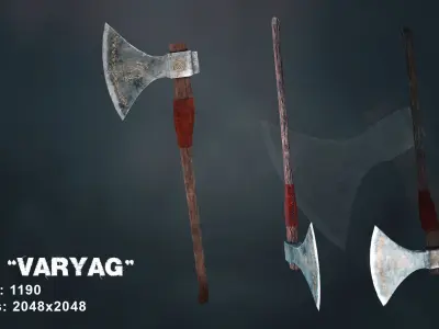 Viking axe - Varyag Low-poly 3D model