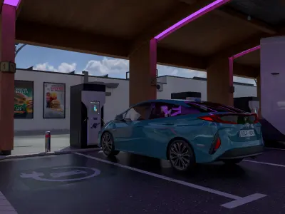 EV Charging Station Game Ready Low-poly 3D model