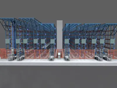 Logistic Cargo Warehouse Low-poly 3D model