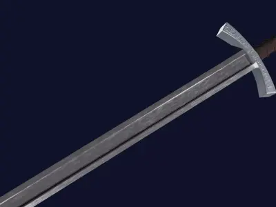 Langsax sword with Falchion handle Low-poly 3D model