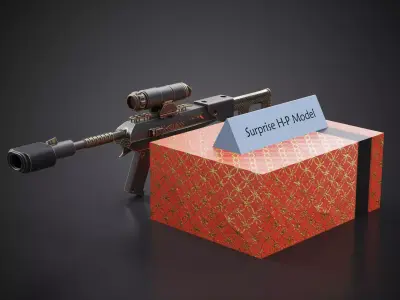 AMR Rifle With Gift Low-poly 3D model