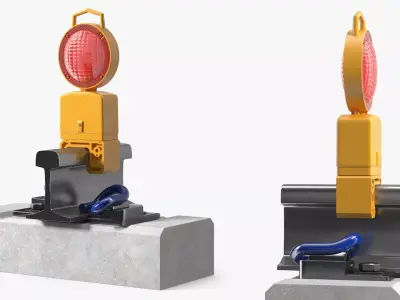 Railway Mounted Warning Lamp Yellow 3D model