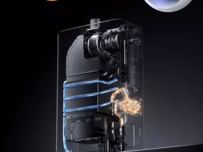 transparent cutaway  of a modern water heater Low-poly 3D model