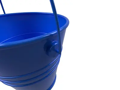 Bucket with wooden handle 3D model