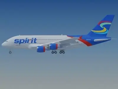 Textured Airbus A380 Spirit 3D model