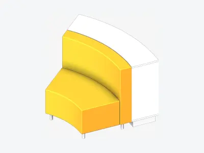 Shelving - Library - Integral - Curve - 2 Tier - Seating Low-poly 3D model