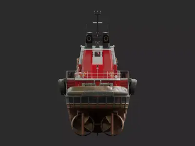 Harbour Tugboat Low-poly 3D model