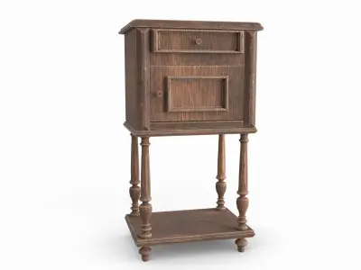 Nightstand old wooden cabinet 3D model