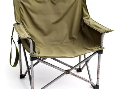 Distressed Foldable Camping Chair Low-poly 3D model