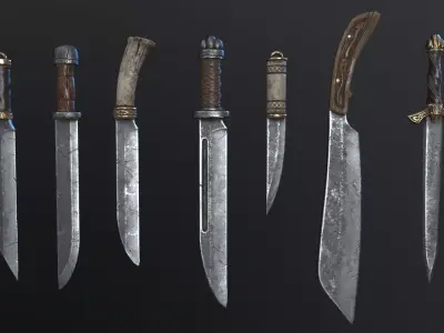 Vikings Swords and Knifes set Low-poly 3D model