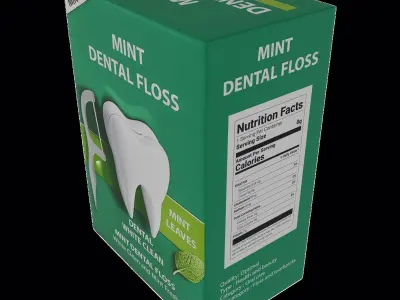 Floss and toothpicks Box Low-poly 3D model