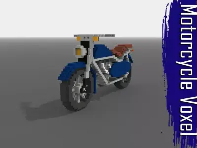 Motorcycle Voxel Low-poly 3D model