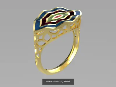 woman enamel ring 3 part collection  3D Model Pack
