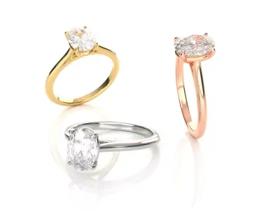 Oval Diamond Solitaire Ring  3D print model