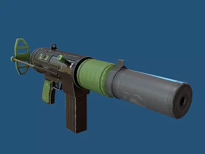 Stylized Silenced Submachine Gun Low-poly 3D model