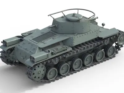 Type 97 Chi-Ha medium tank  Low-poly 3D model