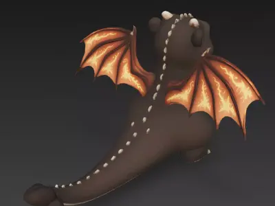 Cartoon Brown Dragon 3D Model Low-poly 3D model