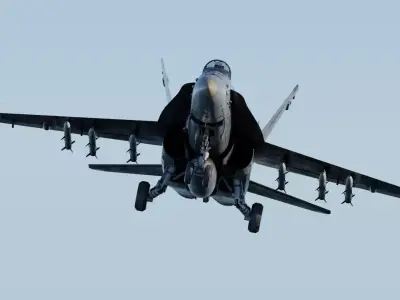 F-18 Hornet Fully-Rigged Animated Game Ready With Weapons Low-poly 3D model
