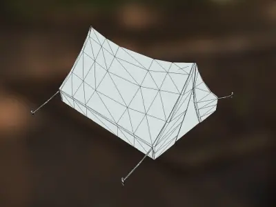 Camouflage Tent low-poly game ready Low-poly 3D model