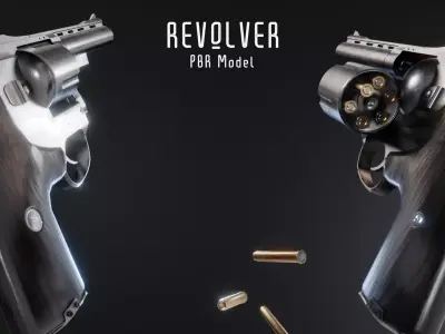 Revolver 357 Magnum Game Ready Low-poly 3D model