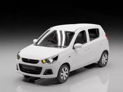Low Poly Compact Hatchback Car 3D Model Rigged Car Interior  3D model