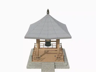 Japanese Temple Bell Tower Shouroudou Low Poly Low-poly 3D model