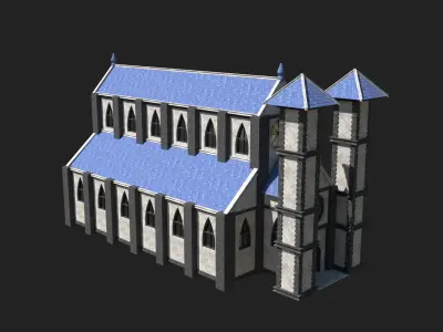 GOTHIC MEDIEVAL CATHEDRAL CHURCH TEMPLE BUILDING COLLECTION Low-poly 3D model