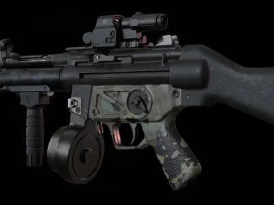 GameReady MP5 assault rifle Low-poly 3D model
