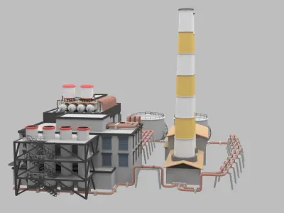 Powerplant power plant Low-poly 3D model