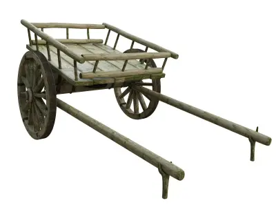 wooden cart  3D model purchase