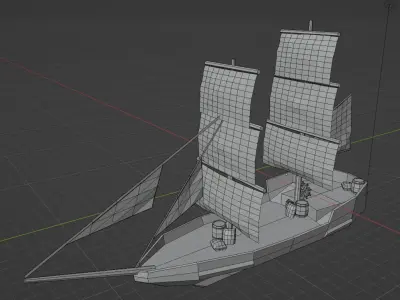 Polyart boat Low-poly 3D model