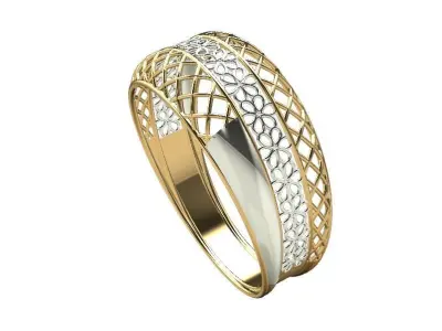 RING106 gold and silver ring with diamonds 3D model