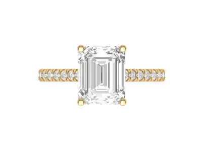 Emerald Solitaire Ring 3D print model 23