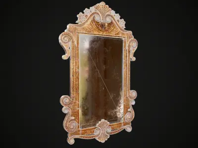Victorian Worn Wall Mirror Low-poly 3D model
