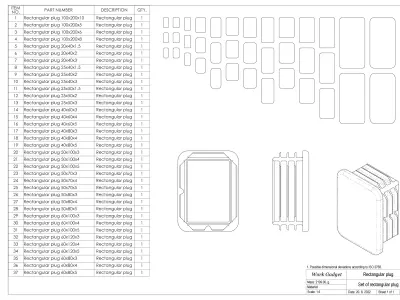 Set of rectangular plugs Low-poly 3D model